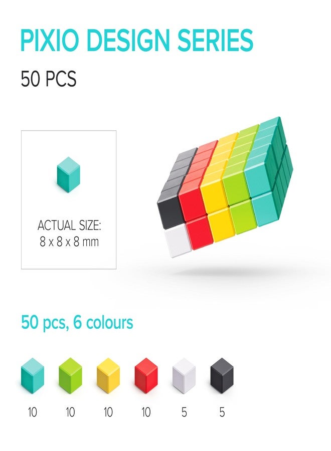 PIXIO-50 - Tiny Magnetic Blocks Building Toy in The Pixel Art Style with Free App - 5/16" Plastic Cubes with 6 Magnets Inside - Open Ended Toy - Creativity Toy for Ages 6+ - Image 3